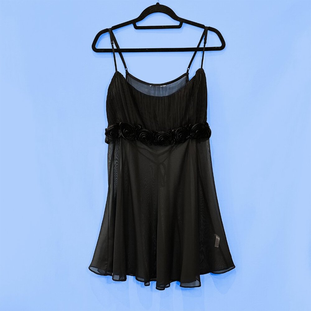 Black Rosette Slip Dress